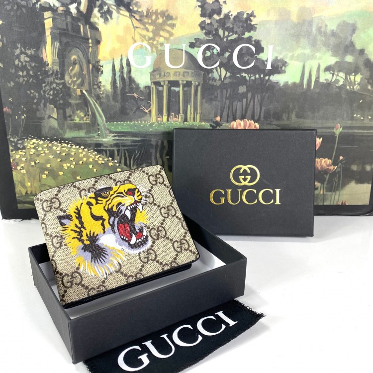 GUCCİ Bİ-FOLD ERKEK MOTİFLİ TİGER BOZUK PARALİ 